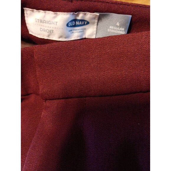 Old Navy Women's 4 Claret Red Straight Leg Mid-Rise Career Pants Stretch NWT - Picture 5 of 6